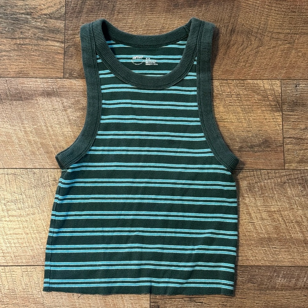 Aerie Striped Tank Top - Green & Teal